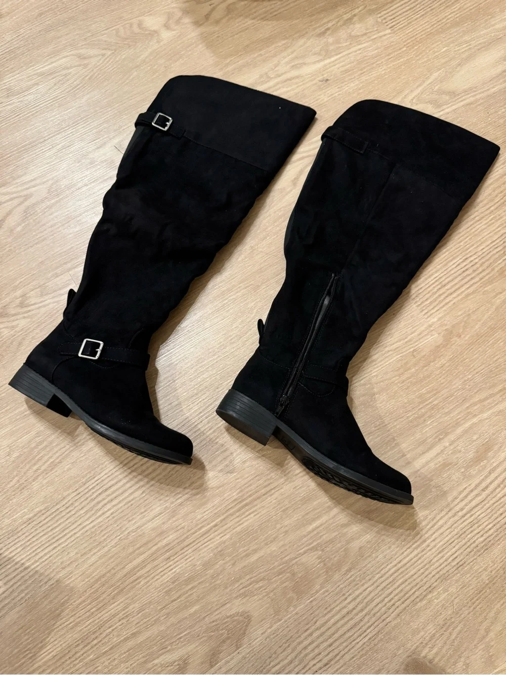 Sun + Stone Black Over-the-Knee Buckle Boots